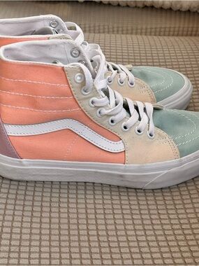 Vans High Top Sneakers in Peach, Mint, Cream